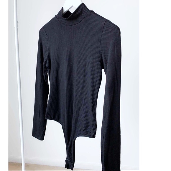 SOFT BLACK MOCK NECK BODYSUIT - Picture 6 of 7